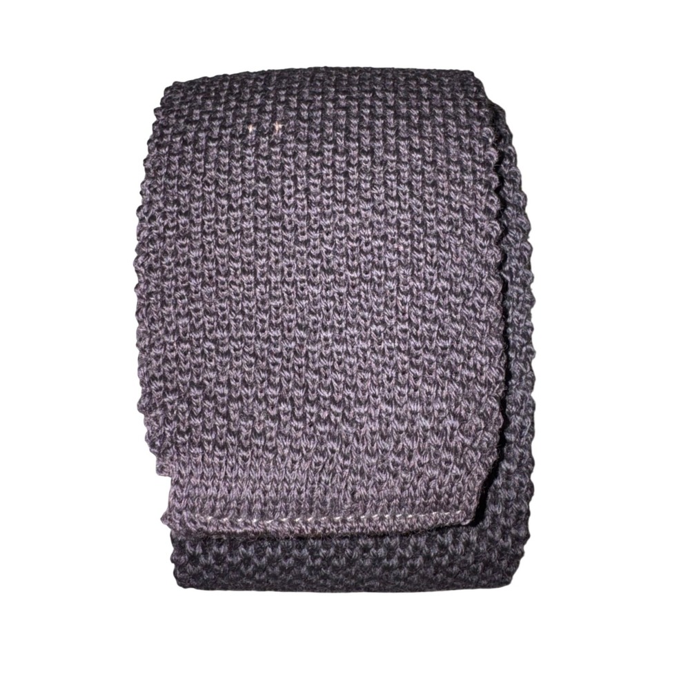 Unbranded Mens‎ Charcoal Grey 100% Virgin Wool Knit Tie Square End Necktie